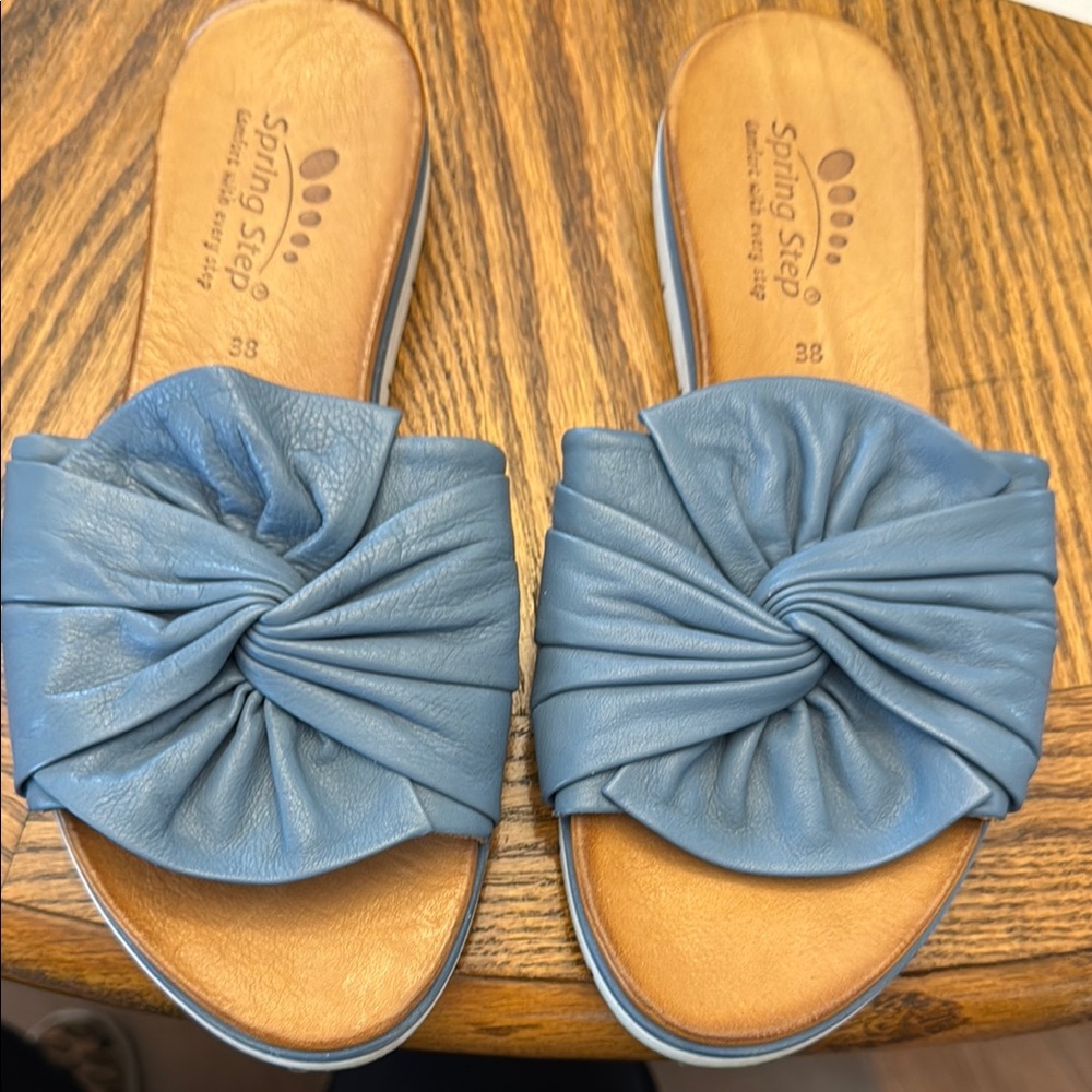 Spring Step Women's Blue Slide Sandals